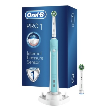 Электрическая зубная щетка Oral-B Pro 1 570, Бирюзовая, 2 насадки