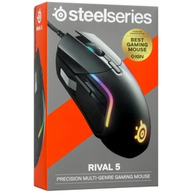 Мышь SteelSeries Rival 5, игровая, оптическая, проводная, USB, черный