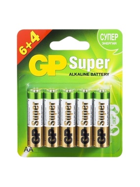 Батарейки алкалиновые (щелочные) GP пальчиковые пальчиковые АА (LR6) GP Super Alkaline, в наборе 10 шт.