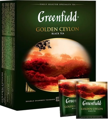 Чай в пакетиках черный Greenfield Golden Ceylon, 100 шт