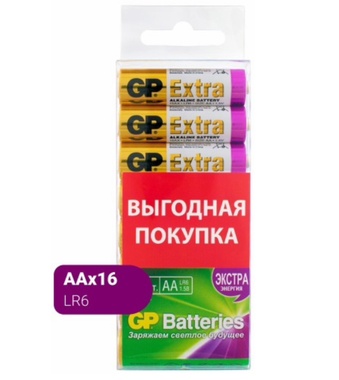 Батарейки GP Extra Alkaline AA (LR6), 16 шт.